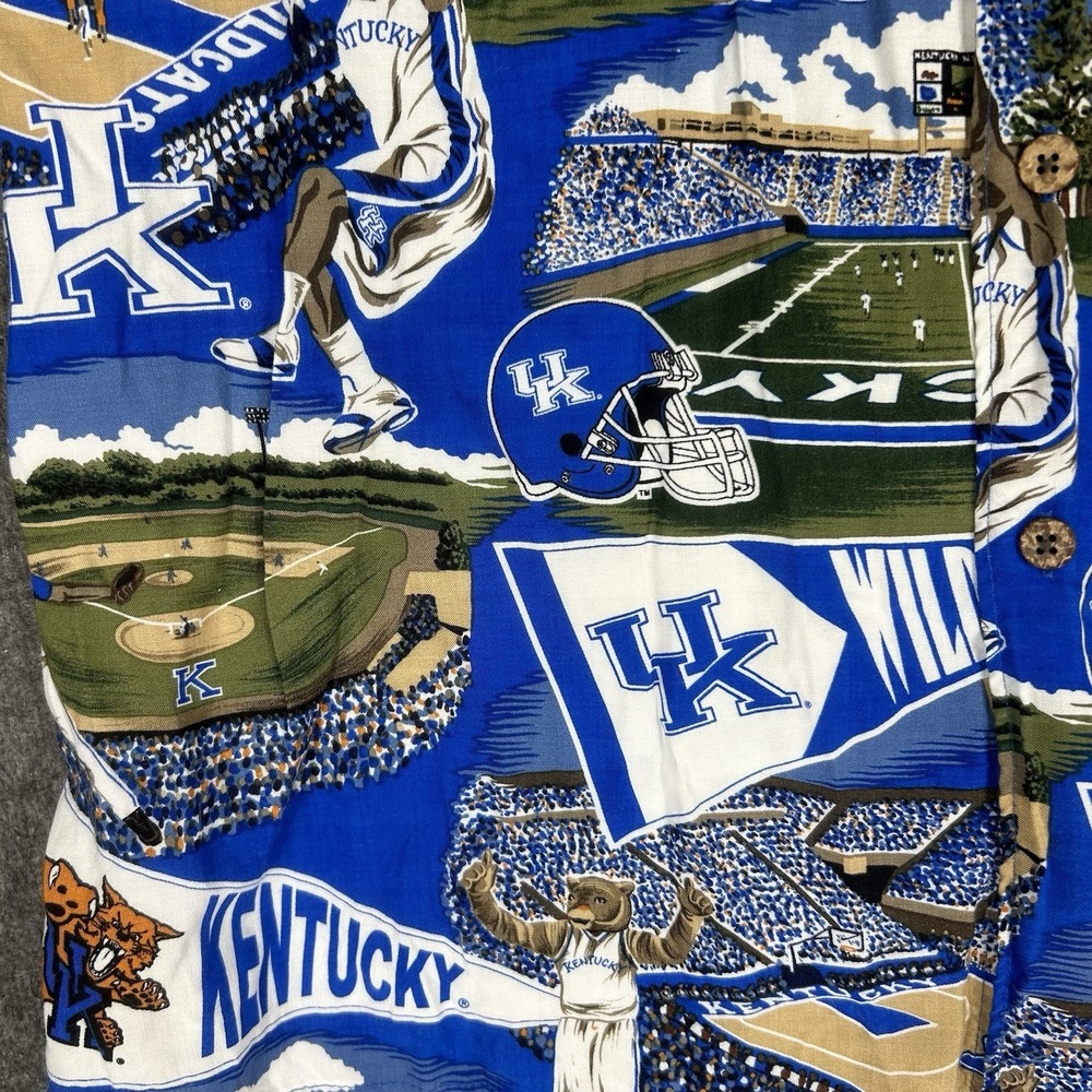 Reyn Spooner Sports Shirt Mens L Blue University of Kentucky Wildcats Rayon - Picture 9 of 14
